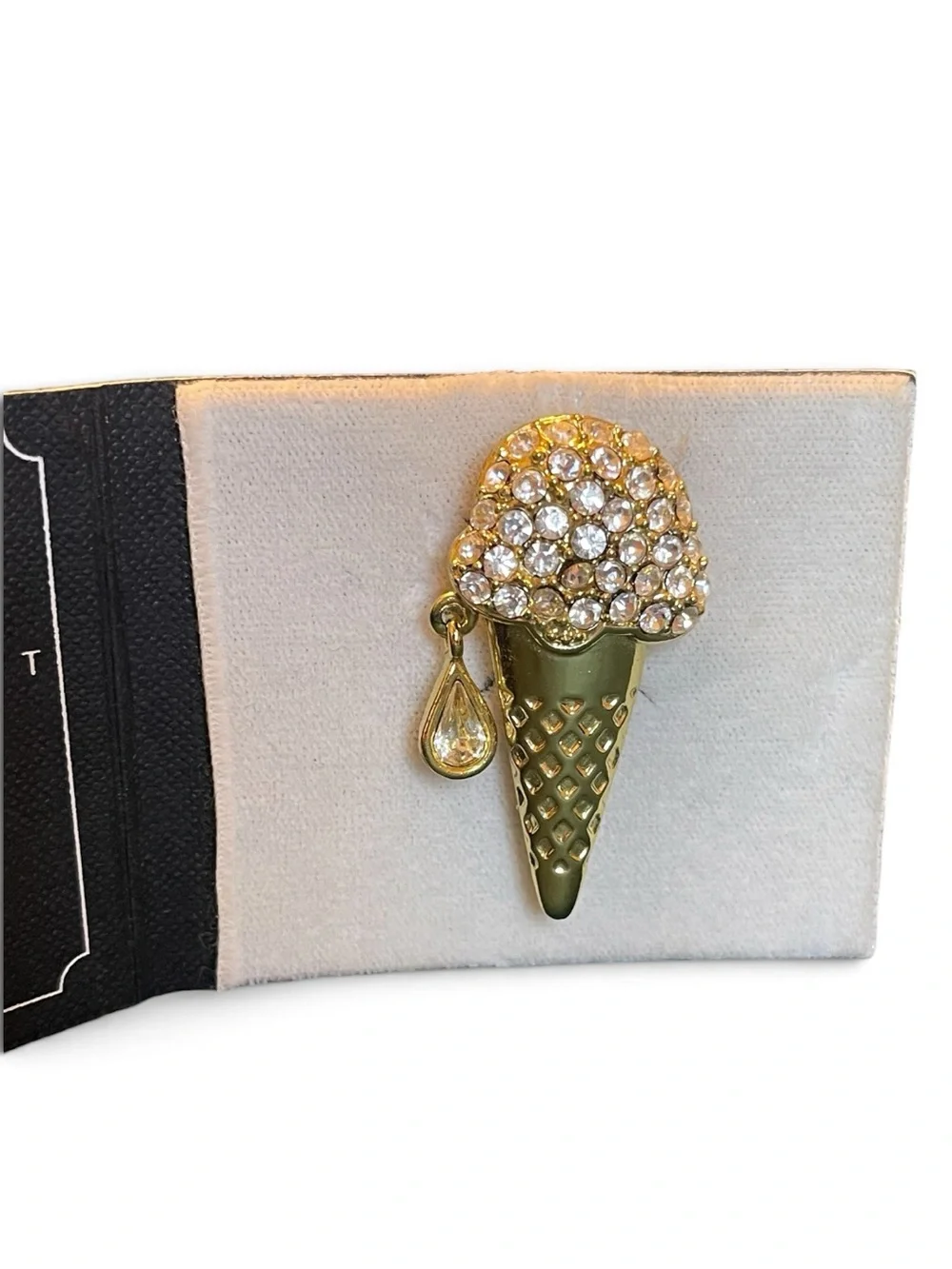 1980’s Danecraft “Small Indulgences” 24K Gold Plated Ice Cream Cone Brooch NWT